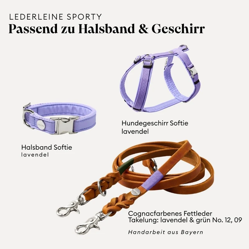 Lederleine SPORTY 250 cm, COGNAC (Umhängeleine)