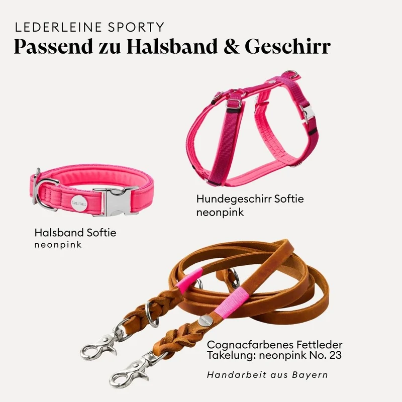 Lederleine SPORTY 250 cm, COGNAC (Umhängeleine)