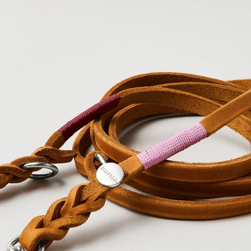 Lederleine SPORTY 250 cm, COGNAC (Umhängeleine)