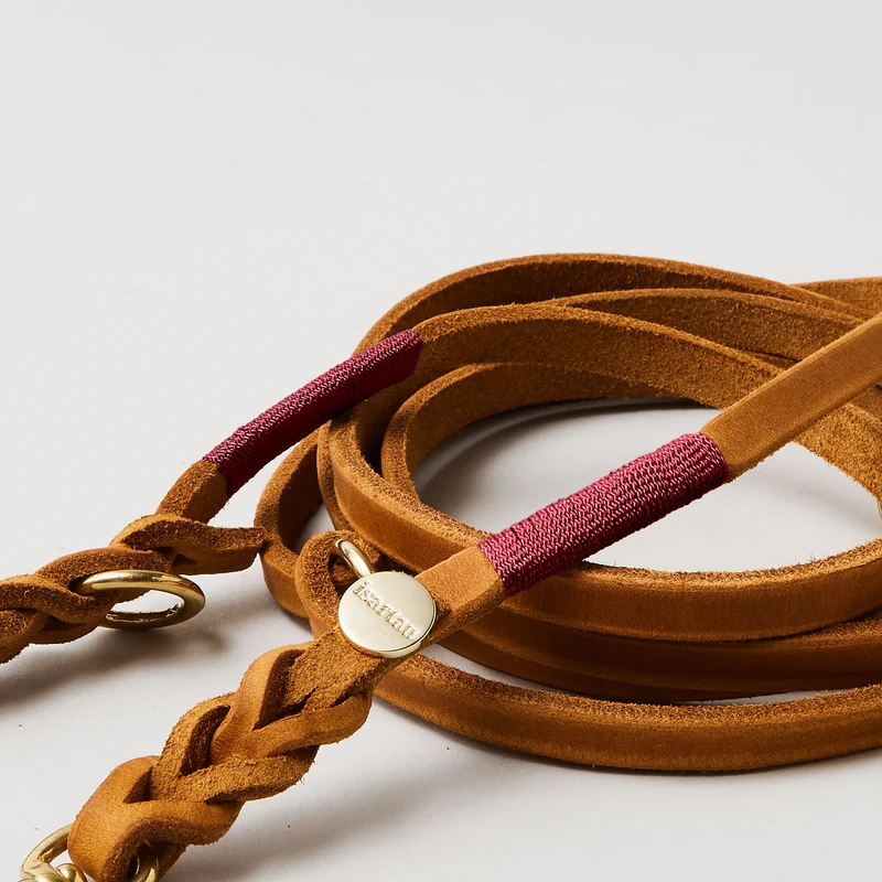 Lederleine SPORTY 250 cm, COGNAC (Umhängeleine)