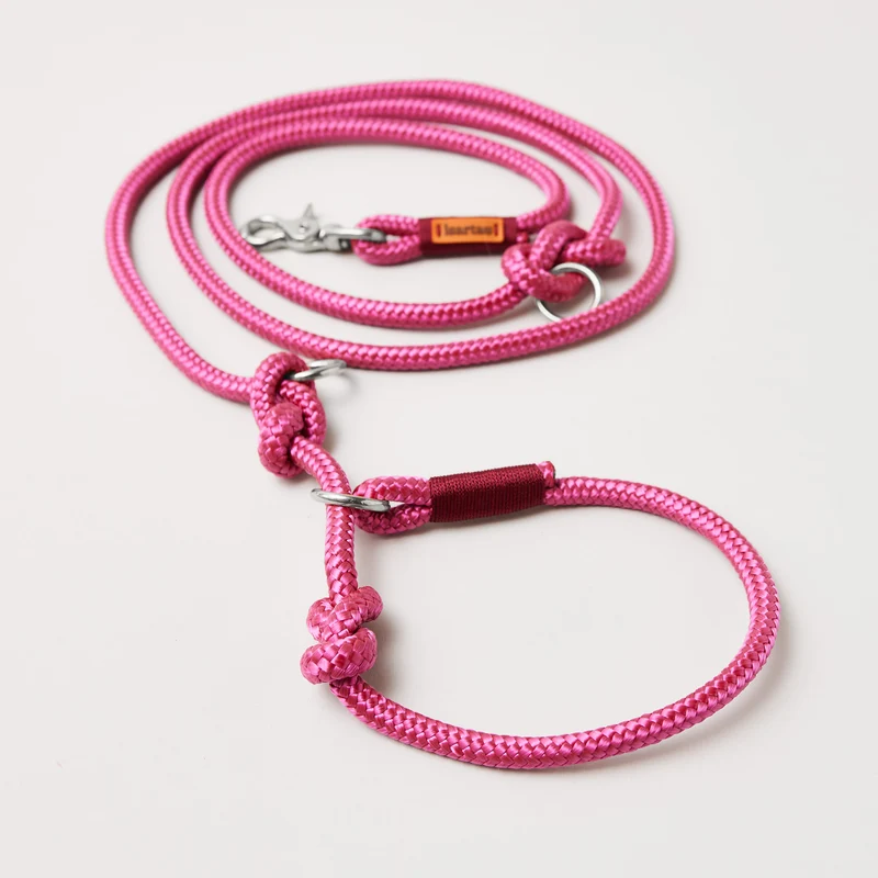 Tau-Retrieverleine Viva Magenta BURGUNDER, 190 cm (integrierte Halsung)