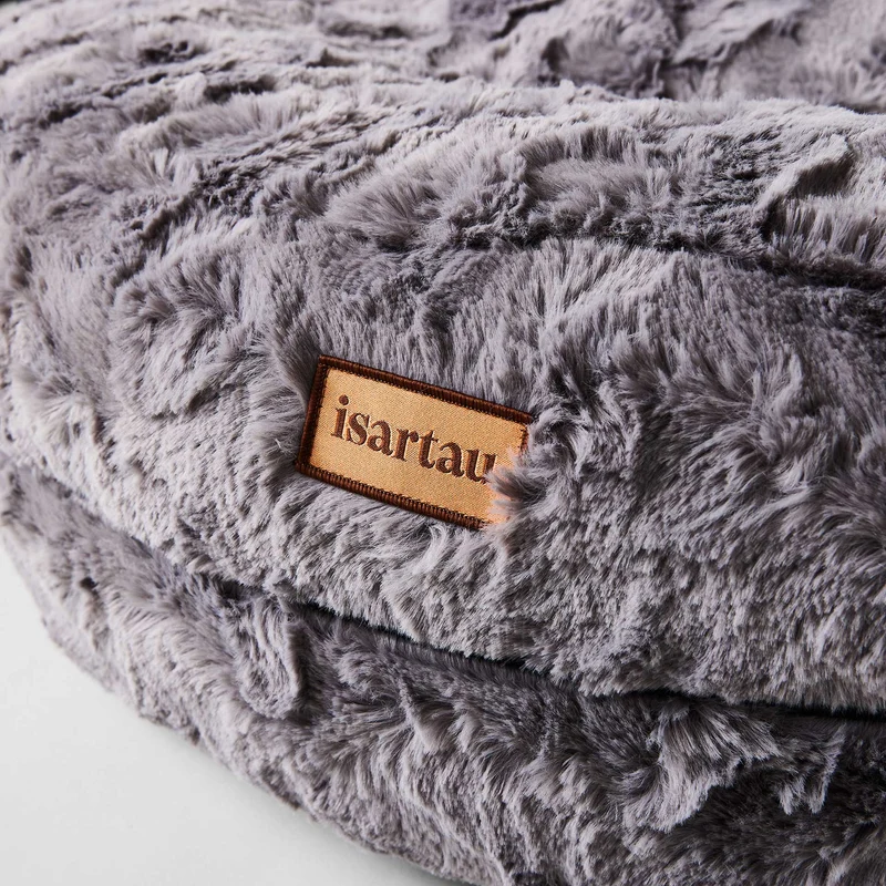 Hundebett rund, Bagelbettchen, Fell GRAU