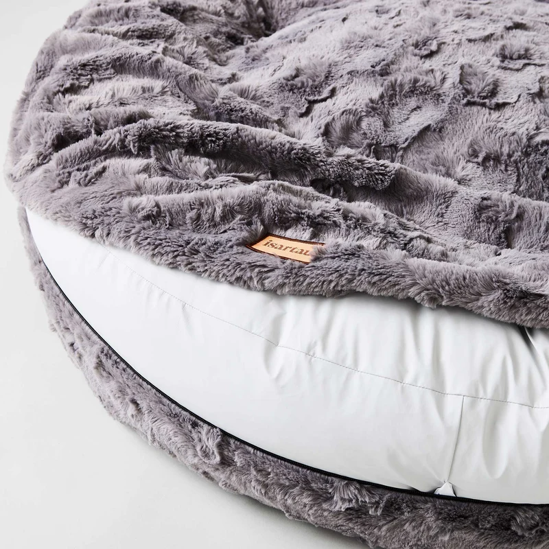 Hundebett rund, Bagelbettchen, Fell GRAU