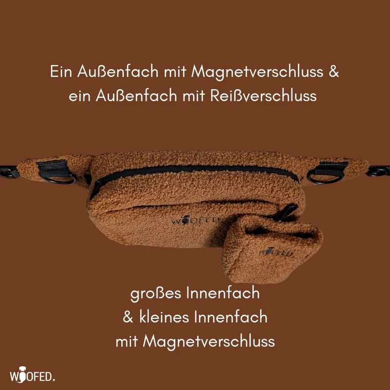 Multifunktionale Teddy Gassitasche - 2 in 1 Bauchtasche & Schultertasche Brown