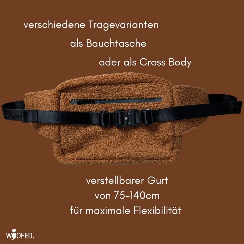 Multifunktionale Teddy Gassitasche - 2 in 1 Bauchtasche & Schultertasche Brown