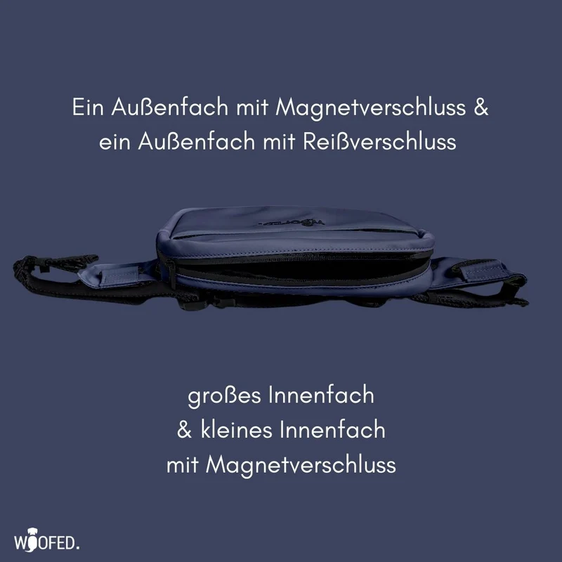 Multifunktionale Gassitasche - 2 in 1 Bauchtasche & Schultertasche Mignight Blue