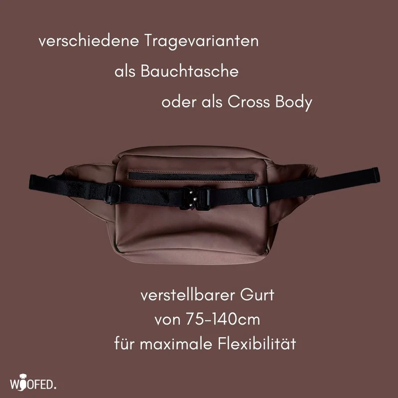 Multifunktionale Gassitasche - 2 in 1 Bauchtasche & Schultertasche Copper Brown