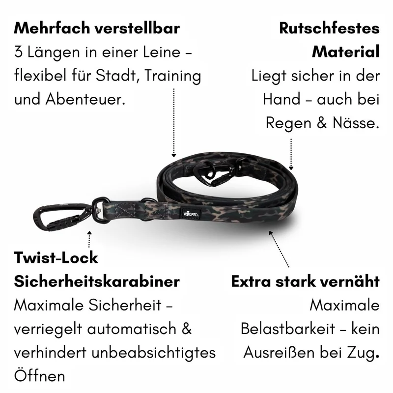 Führleine WOOFLEX® Pro verstellbar Woodland Camo