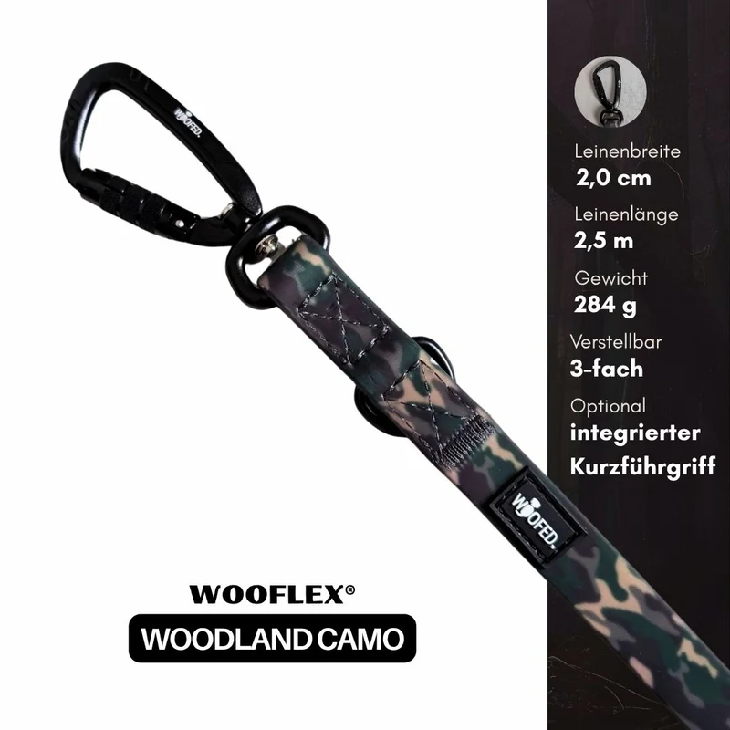 Führleine WOOFLEX® Pro verstellbar Woodland Camo
