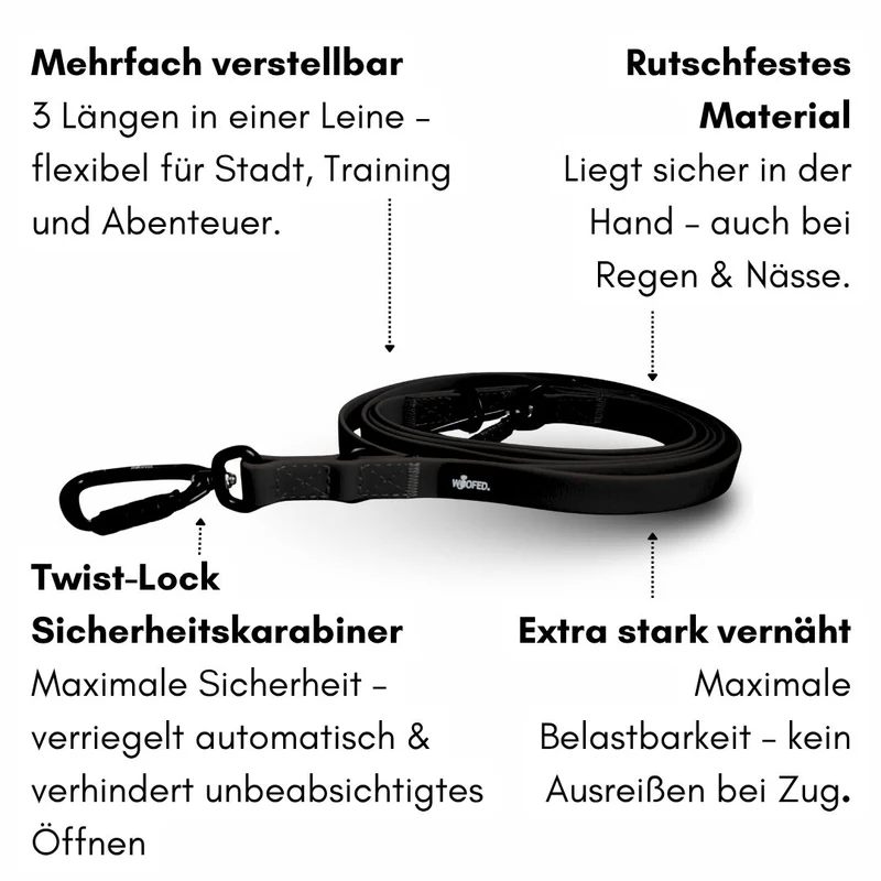 Führleine WOOFLEX® Pro verstellbar Phantom Black