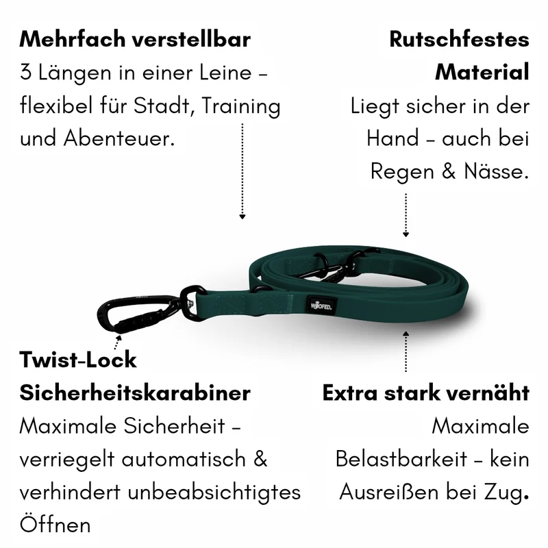 Führleine WOOFLEX® Pro verstellbar Hunting Green