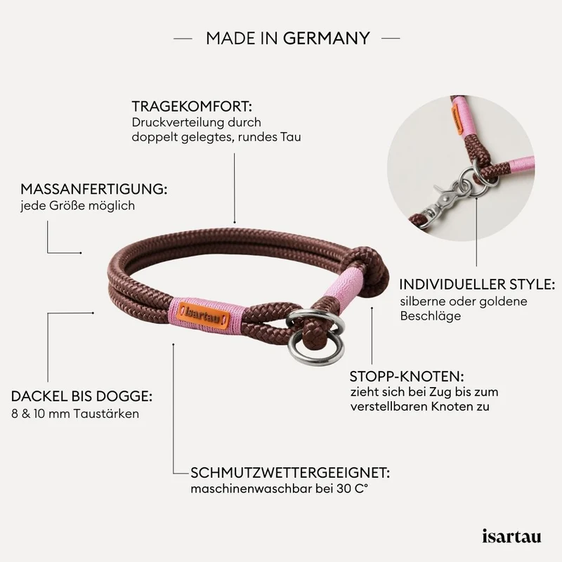 Zugstopp-Halsband Classy Chestnut ROSE