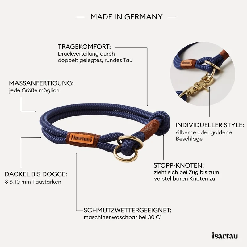 Zugstopp-Halsband Indigo Sea Kastanie