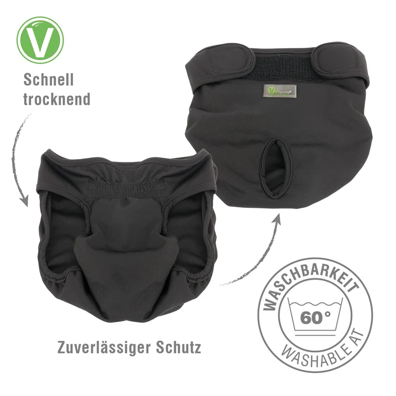 Waschbare Hündinnenwindel Schwarz