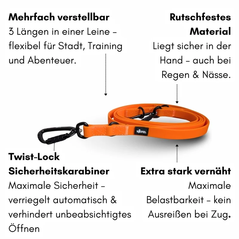 Führleine WOOFLEX® Pro verstellbar Sunset Orange