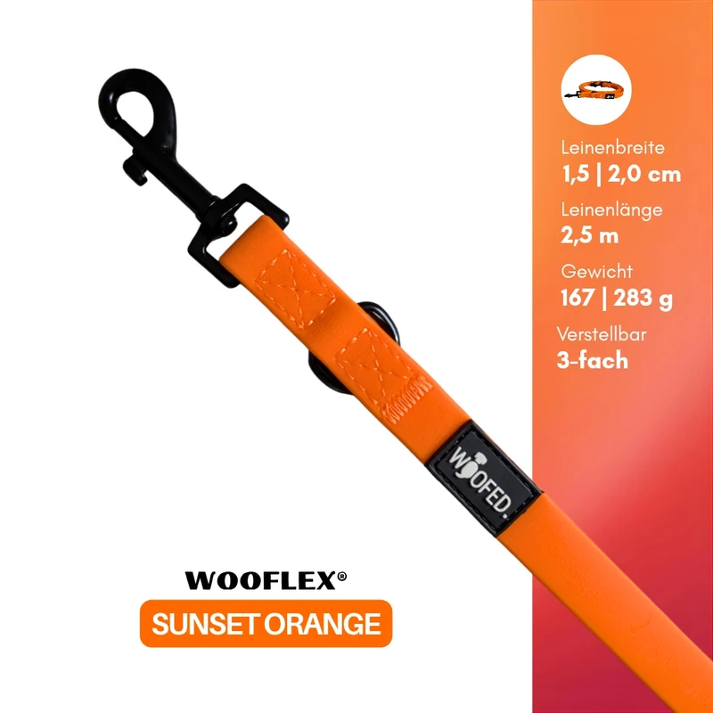 Führleine WOOFLEX® Classic verstellbar Sunset Orange