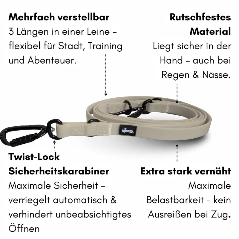 Führleine WOOFLEX® Pro verstellbar Desert Sand