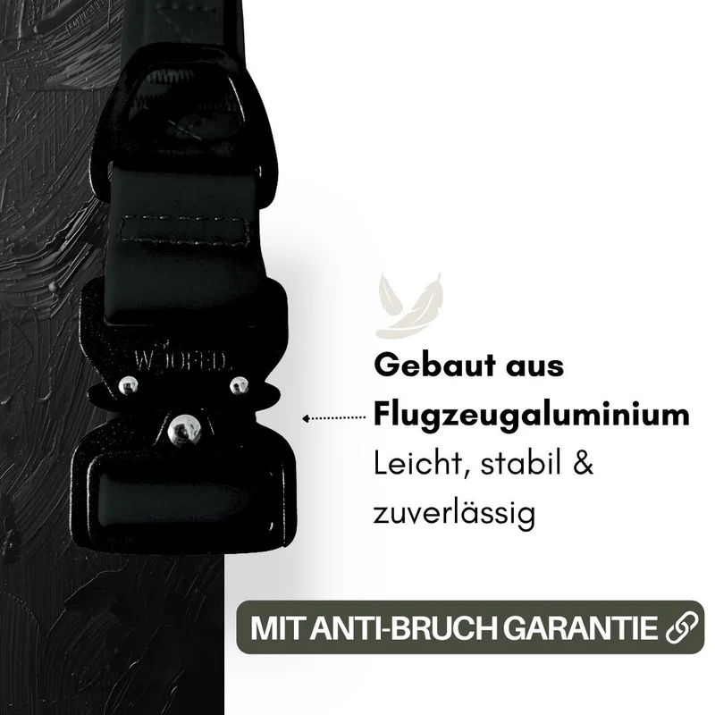 Halsband WOOFLEX® Tactical verstellbar mit Griff Phantom Black