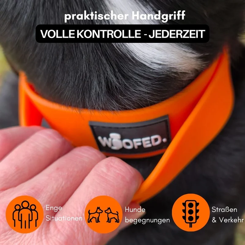 Halsband WOOFLEX® Tactical verstellbar mit Griff Sunset Orange