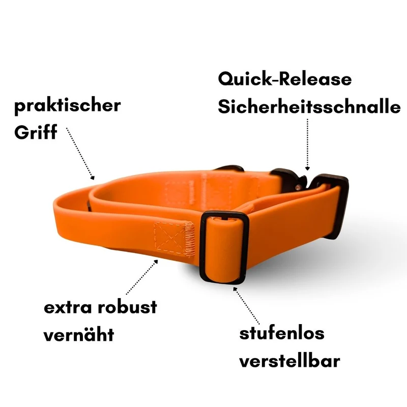Halsband WOOFLEX® Tactical verstellbar mit Griff Sunset Orange
