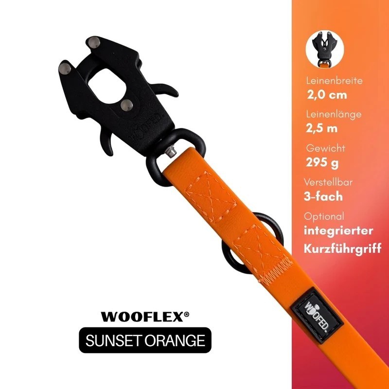 Führleine WOOFLEX® Tactical verstellbar Sunset Orange