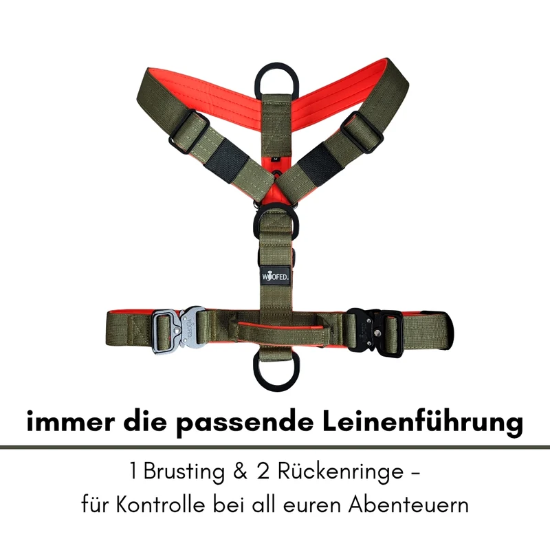 Y-Hundegeschirr 4fach-verstellbar mit Griff und Sicherheitsschnallen Hunter Glow - ultraleicht