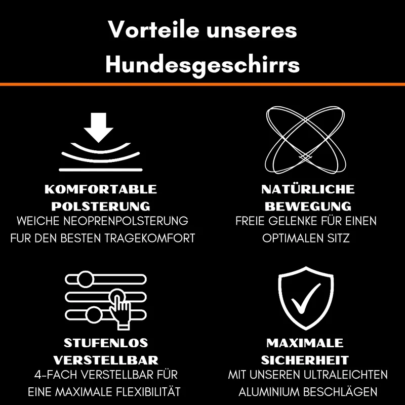 Y-Hundegeschirr 4fach-verstellbar mit Griff und Sicherheitsschnallen Hunter Glow - ultraleicht