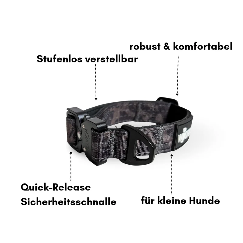 Nylon Tactical Halsband für kleine Hunde Black Camo