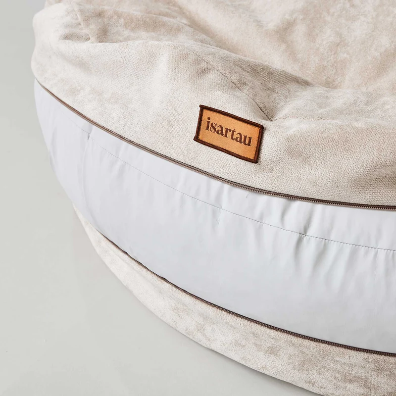 Hundebett rund, Bagelbettchen, Velours BEIGE