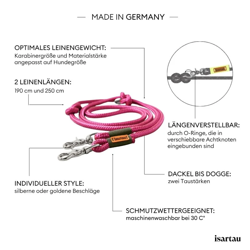 Tauleine Viva Magenta OLIV, 250 cm (Umhängeleine)