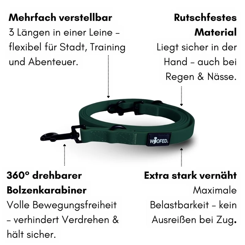 Führleine WOOFLEX® Classic verstellbar Hunting Green