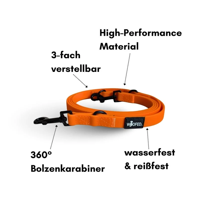 Führleine WOOFLEX® Classic verstellbar Sunset Orange