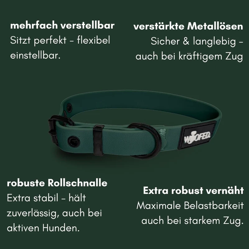 Halsband WOOFLEX® Classic verstellbar Hunting Green