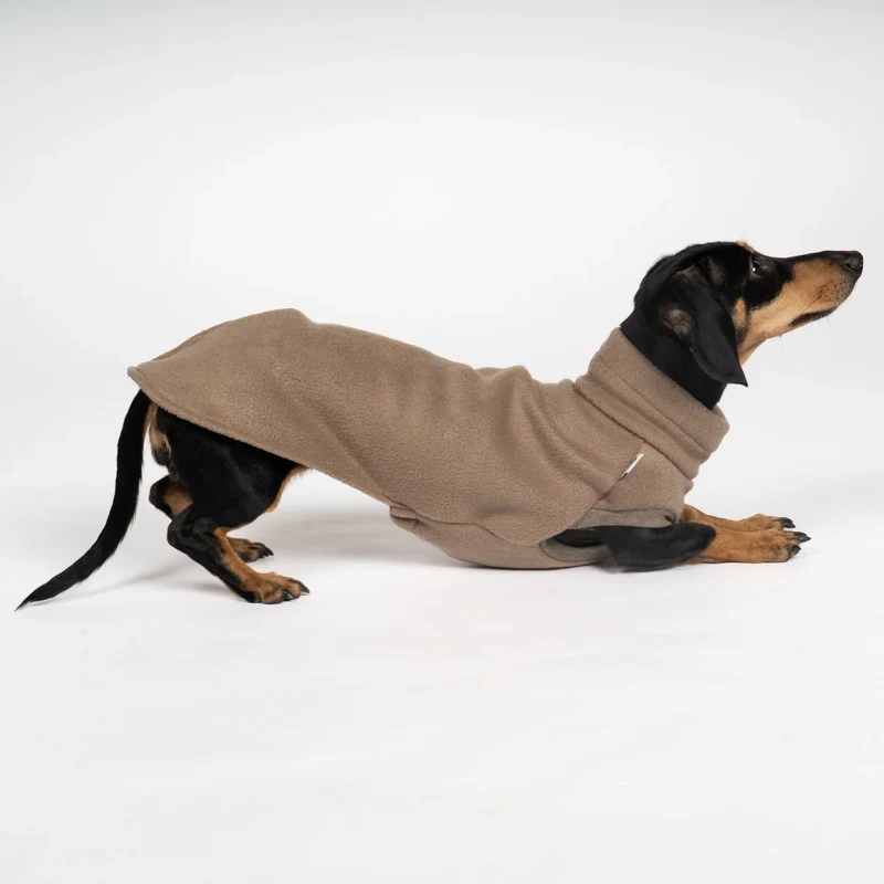 Fleece Shirt für Dackel Taupe
