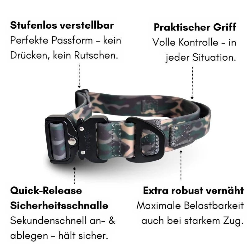 Halsband WOOFLEX® Tactical verstellbar mit Griff Woodland Camo