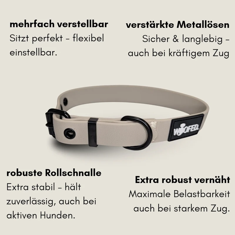 Halsband WOOFLEX® Classic verstellbar Desert Sand
