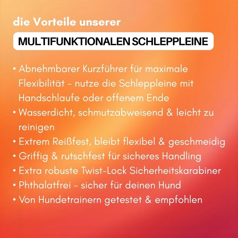 multifunktionale Schleppleine WOOFLEX® Sunset Orange