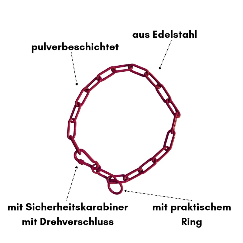 Woofchain Kettenhalsband aus Edelstahl Bordeaux