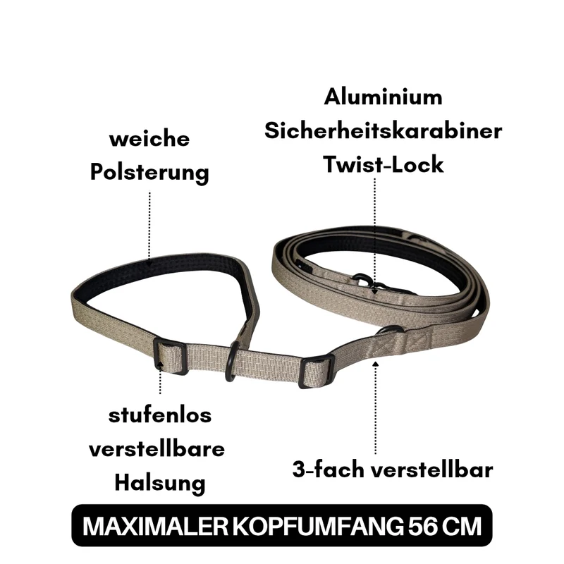 Nylon Retrieverleine verstellbar Desert Tan