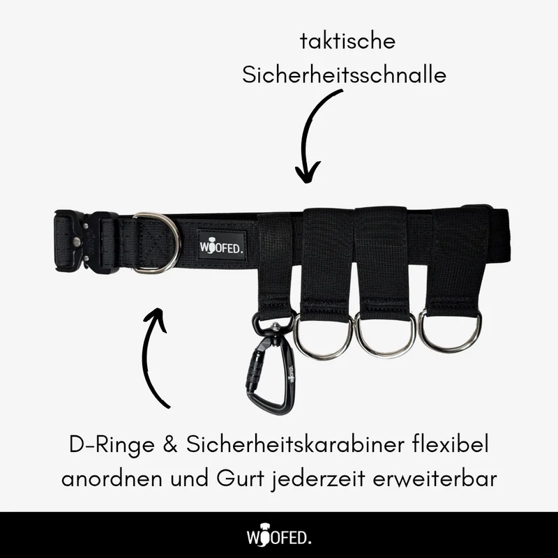 Gassigürtel Deep Black - verstellbar mit taktischer Schnalle - ultraleicht