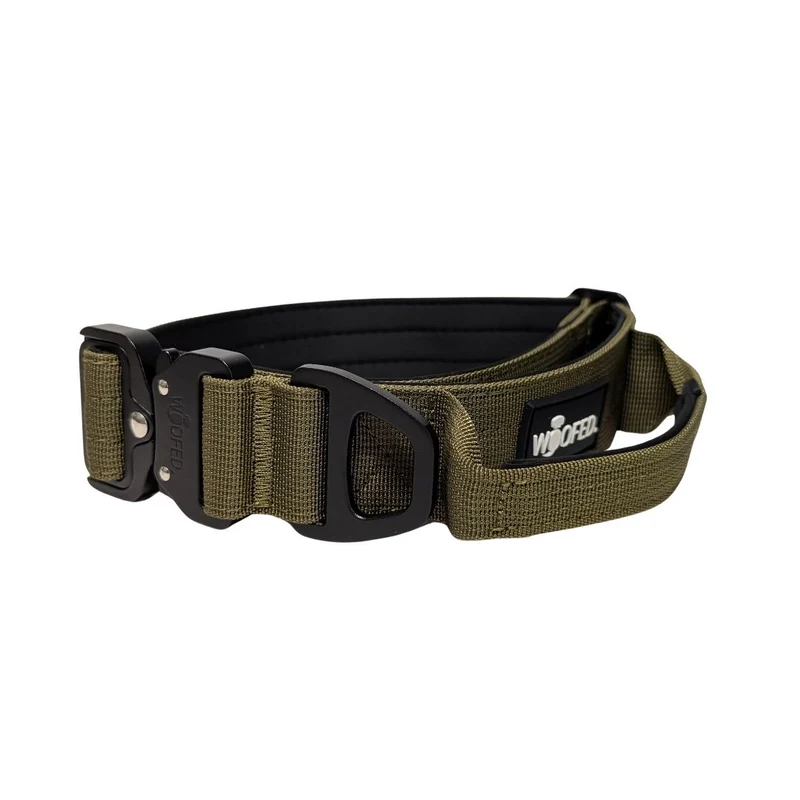 taktisches Nylon Halsband mit Griff Military Olive - ultraleicht