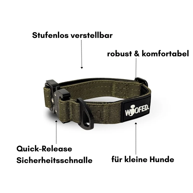 Nylon Tactical Halsband für kleine Hunde Military Olive