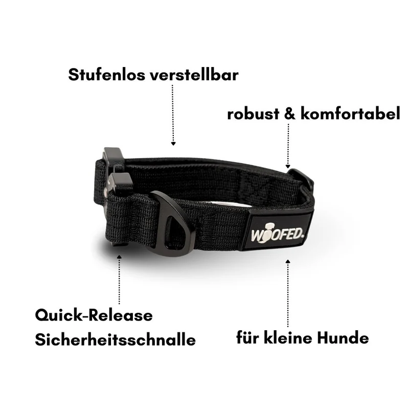 Nylon Tactical Halsband für kleine Hunde Deep Black
