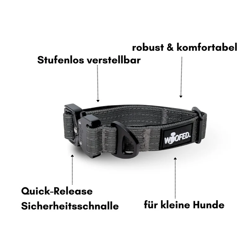 Nylon Tactical Halsband für kleine Hunde Anthracite