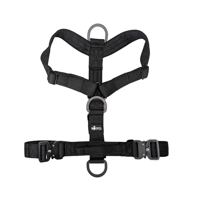 Y-Hundegeschirr 4fach-verstellbar mit Griff und Sicherheitsschnallen Deep Black - ultraleicht