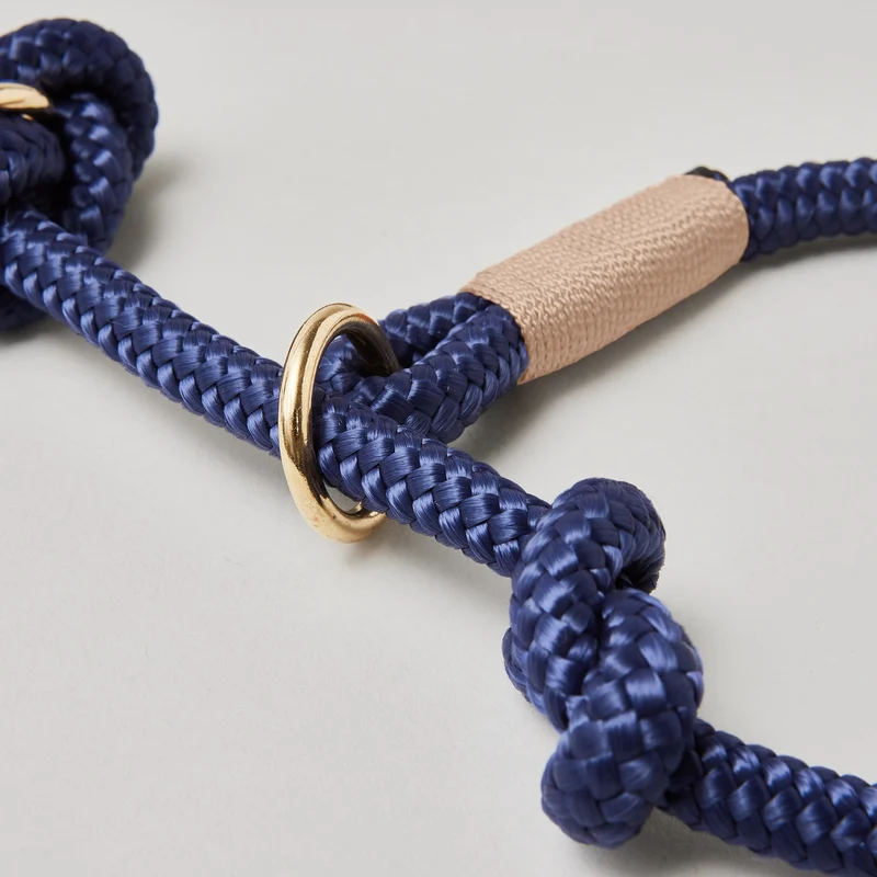 Tau-Retrieverleine Indigo Sea BEIGE, 190 cm (integrierte Halsung)