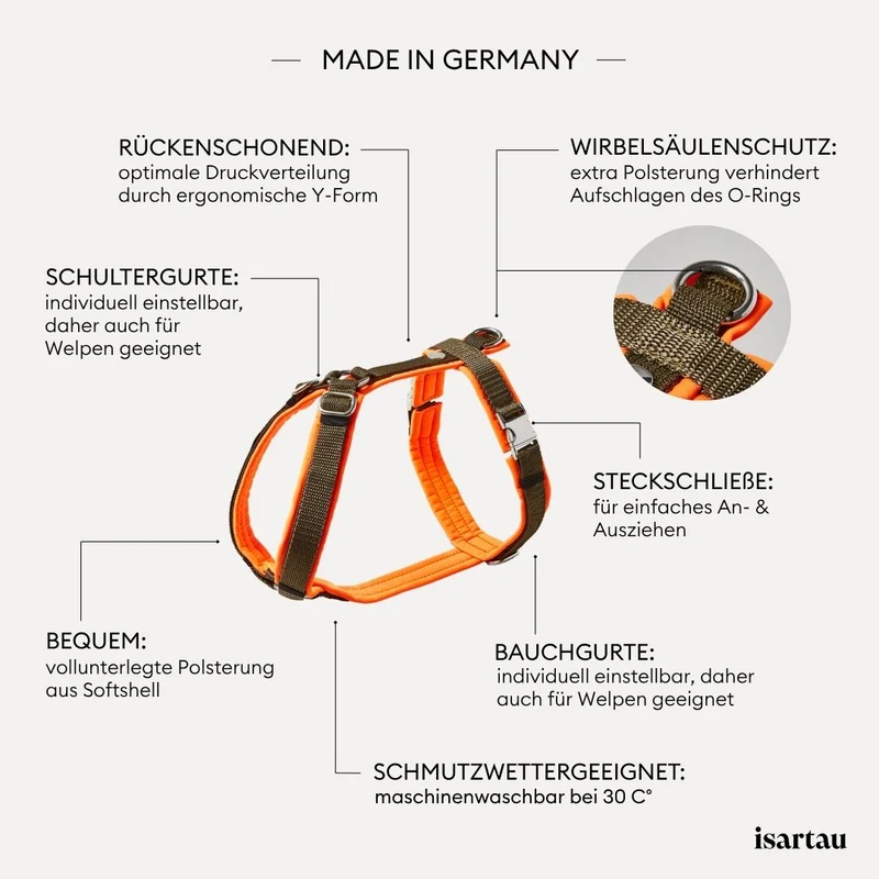 Hundegeschirr Softie NEONORANGE-OLIV