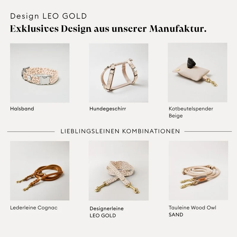 Designerleine GOLDEN LEO, 250 cm (Umhängeleine)