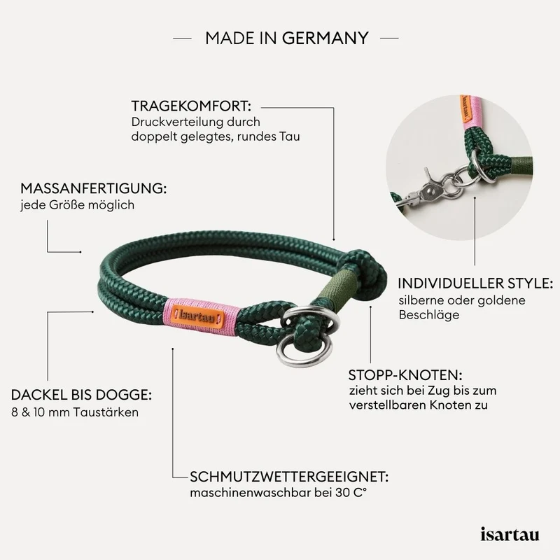 Zugstopp-Halsband Evergreen ROSE-GRÜN