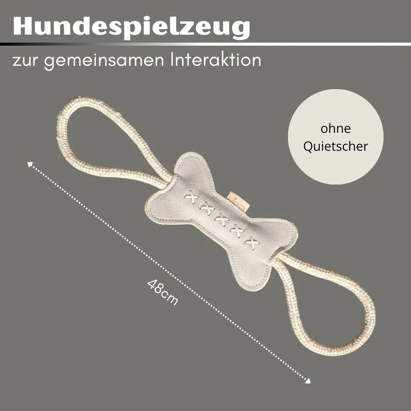 nachhaltiges Hundespielzeug Knochen Kurt mit Seil